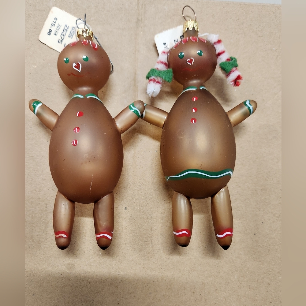 Vintage Dayton Blown Glass Gingerbread Man & Girl